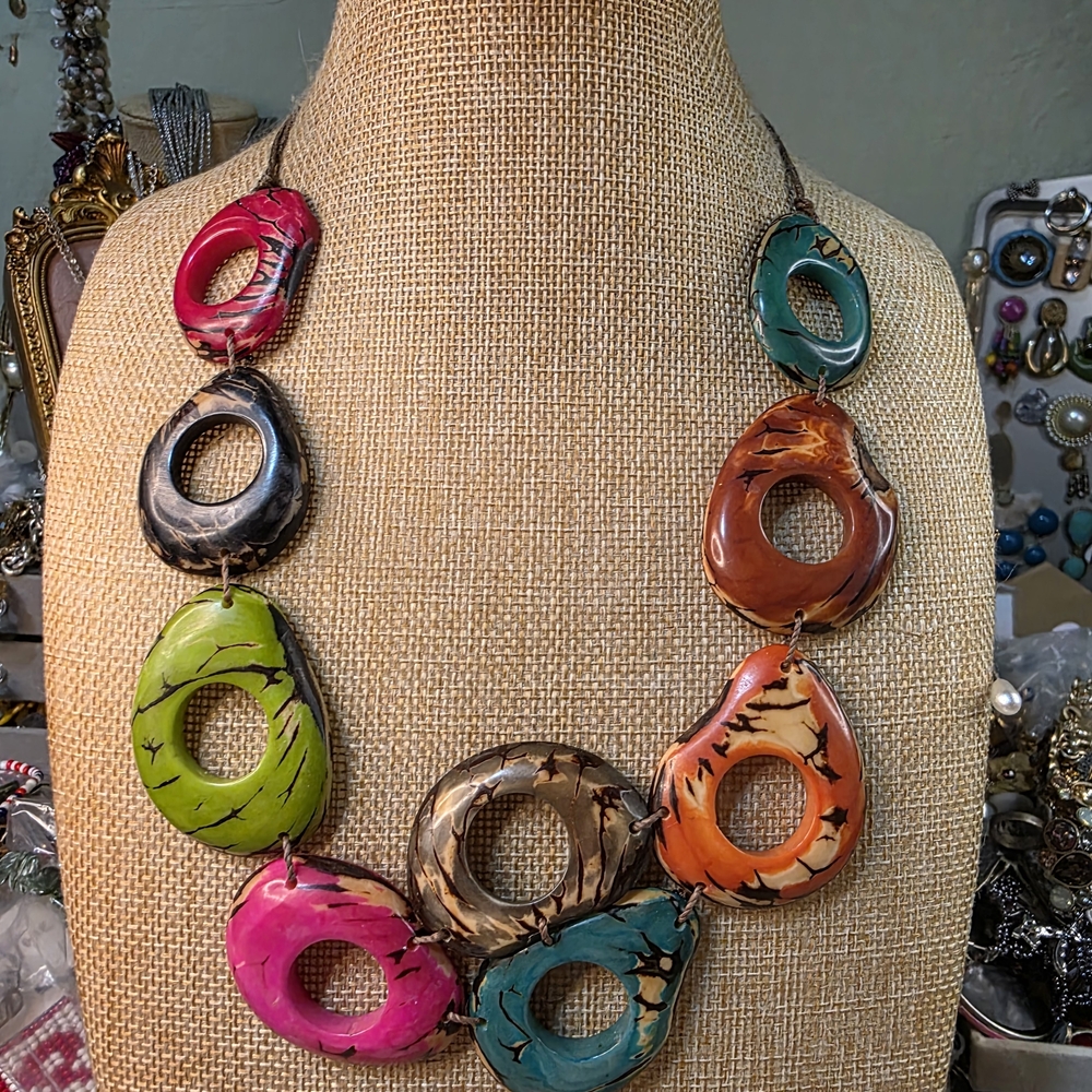 Tagua Nut Necklace Adjustable Slip Knot Necklace